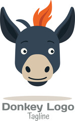 Donkey silhouette illustration logo isolated on a white background - Donkey Logo n Donkey Vector