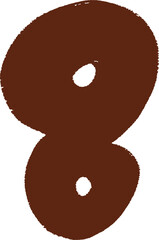 Hand-drawn brown number eight symbol with an organic