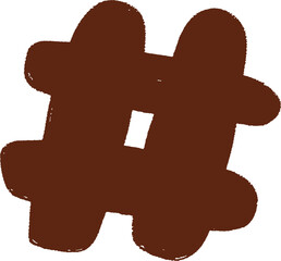 Hand-painted dark brown hashtag symbol 