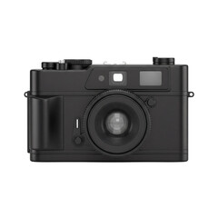 Black vintage film camera front view