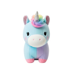 Pastel unicorn plush toy with rainbow mane © PNG Lab