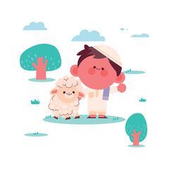 Eid alAdha Celebration with Kid and Sheep