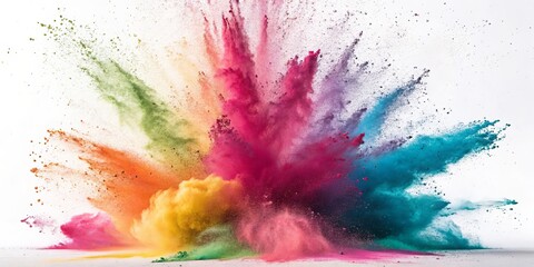 Fototapeta premium Rainbow Powder Explosion Vibrant Color Burst, Abstract Art, Color Splash Powder Photography, Holi Festival