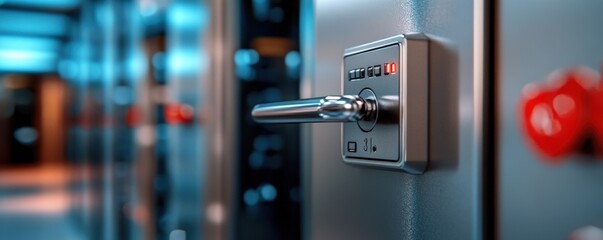 Modern security door with keypad lock system access control