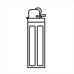 Outline icon of a brightly colored
   gas lighter with a simple shape,
   used to ignite fire, suitable as an
   icon for fire-starting tools. Vector
   isolated outline drawing. Editable stroke.
