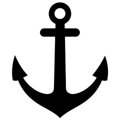 Simple Black Anchor Icon Nautical Maritime Symbol