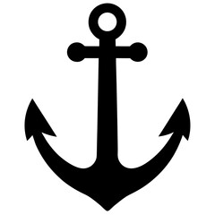 Simple Black Anchor Icon Nautical Maritime Symbol