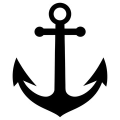 Simple Black Anchor Icon Nautical Maritime Symbol
