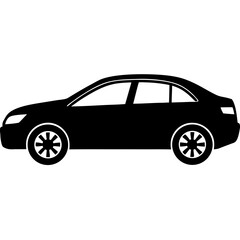 Simple Black Silhouette of a Modern Sedan Car