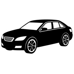 Obraz premium Black Silhouette of a Modern Sedan Car