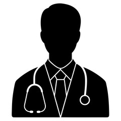 Silhouette of a Doctor with Stethoscope Icon
