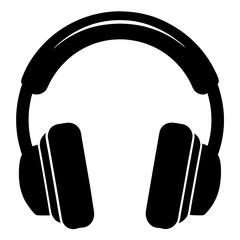 Simple Black Silhouette Icon of Over Ear Headphones