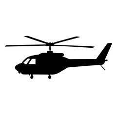 Black Silhouette of a Military Helicopter Icon