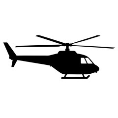 Black Silhouette of a Modern Helicopter