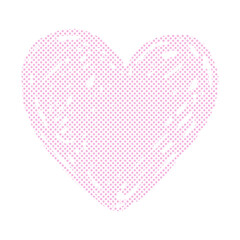 ベビーピンクのハーフトーンの手描きハートイラスト

