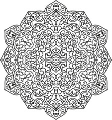 Intricate Vector Pattern Mandala Design for Detailed Coloring Books and Spiritual Art