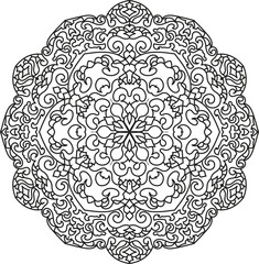 Simple Mandala Outline for Relaxing Painting and Meditative Adult Coloring Books