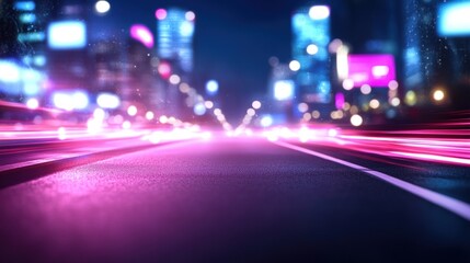 Obraz premium Streaks of light speeding through city at night abstract long exposure motion and urban transportation