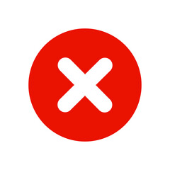Red x cross round vector icon. X cross in red circle