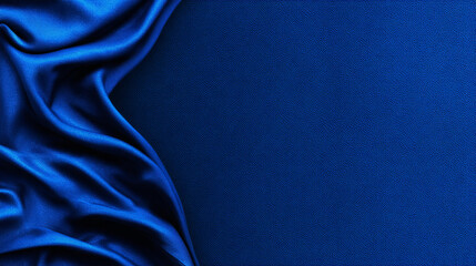 blue satin fabric with rich, deep folds and soft texture. Ideal for premium fashion, cosmetics, or editorial background