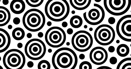 Seamless pattern of concentric circles in black and white
