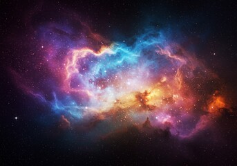Obraz premium Abstract Cosmic Nebula in Space with Bright Stars and Colorful Hues