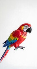 Fototapeta premium Scarlet macaw parrot bird tropical wildlife nature colorful animal avian exotic origami papercraft art