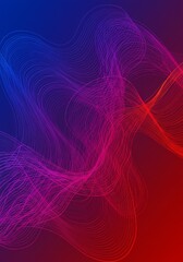Abstract Digital Illustration of Red Blue and Purple Wavy Lines on Gradient Background