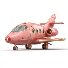 Luxurious Pink Private Jet Airplane Render 3D Model Ideal for travel agency websites and luxury lifestyle publications