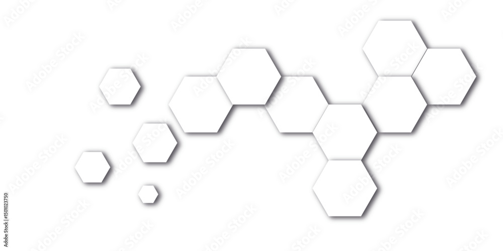Poster abstract white and gray hexagon technology lines background. abstract white and grey color hexagonal