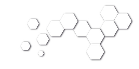 Abstract white and gray hexagon technology lines background. Abstract white and grey color hexagonal geometric background with copy space. Abstract white lines background.	