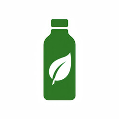 Green bottle icon featuring a white leaf symbol, representing eco-friendly or sustainable packaging.