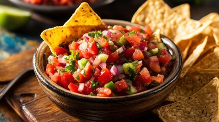 Delicious Salsa with Tortilla Chips.
