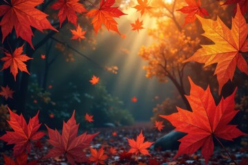Fototapeta premium Abstract autumn leaves forming a late-season design , yellow, cycle