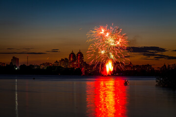 Spectacular Fireworks Illuminate the Night Sky Over Kyiv, Ukraine