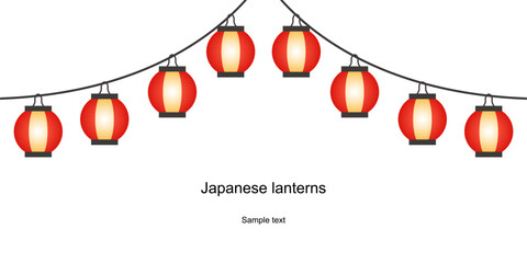 お祭りの赤提灯のイラスト素材 ベクター 白背景 夏 日本