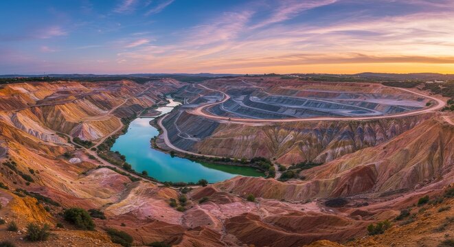 Aerial Photo of Canyon Lake at Sunset Capturing Scenic Landscape