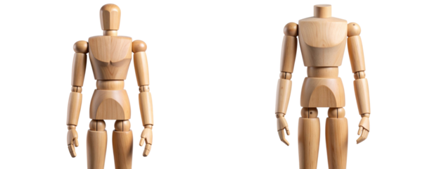 Wooden Artist's Mannequin Full-Body Poseable Model – Transparent PNG