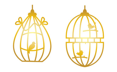 Set Vintage birdcages vector collection