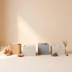 Earth-Toned Display Stands and Natural Props