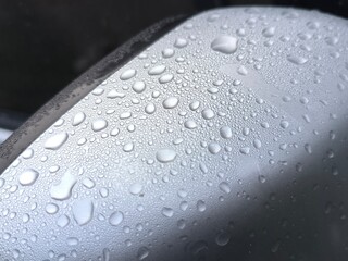 water drops on a metal surface