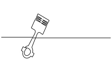 Single continuous line drawing piston icon. Advertises repair services. Automotive and motorcycle workshop symbol logo. Dynamic one line draw graphic design vector illustration
