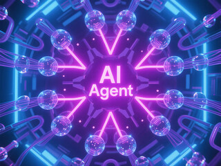 A glowing AI agent hologram representing independent decision-making, designed to collaborate seamlessly with human teams in business environments through smart, autonomous teamwork.
