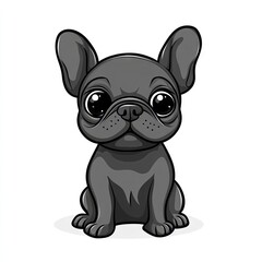 Cute, cartoonish black French Bulldog