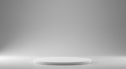 Clean White Podium Stage With Spotlight For Product Presentation Photo