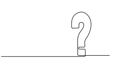 one continuous line drawing of a question mark isolated on a white background in simple vector illustration style