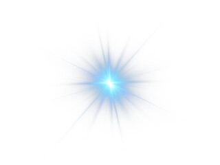 Blue Star.  Soft glow of rays, bright light. Light effect PNG.bright flash of light.