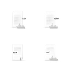 Set of Tariff Tax Document Icon Cargo Freight Logistic Shipping Import Commercial Maritime Custom Management Flat Vector Illustration