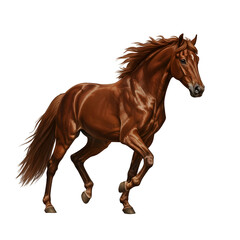 Obraz premium Illustrated galloping chestnut horse in motion 
