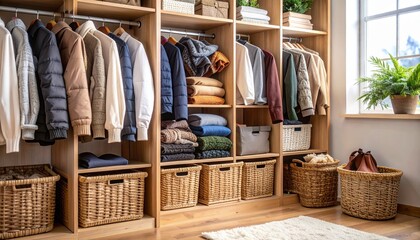 wardrobe with clothes